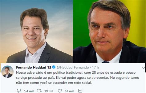 Haddad Desafia Bolsonaro Não Terá Como Se Esconder No Segundo Turno