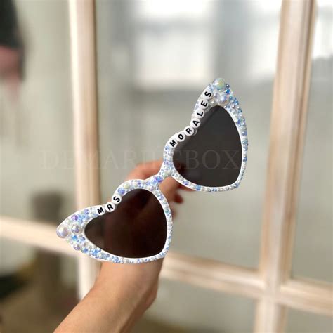 Custom Mrs Pearl Rhinestone Encrusted Bride Sunglasses Luxury Etsy