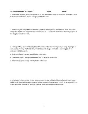 Worksheet Displacement And Velocity Ahs Physics Name