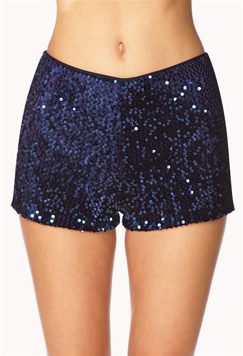 Lyst Forever 21 High Waisted Sequined Shorts In Blue