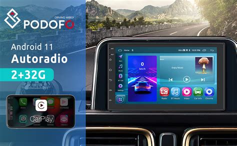 Podofo Android 11 Radio Coche 2 DIN 2 32G Inalámbrico Carplay Android