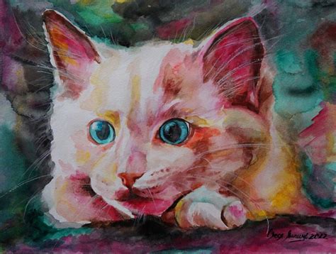 Bild Tiere Aquarellmalerei Katze Aquarell Von Olesja Lipina Kunstnet