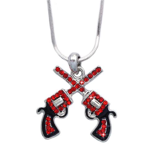 Cocojewelry Cowboy Cowgirl Double Crossing Revolver Gun Pistol Pendant