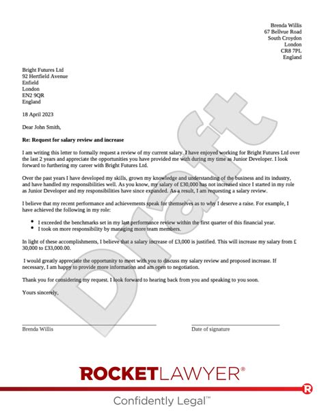 Pay Rise Request Letter | Template & FAQs - Rocket Lawyer UK