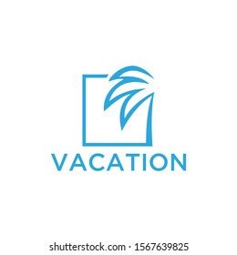 Vacation Logo Design Template Green Palm Stock Vector Royalty Free