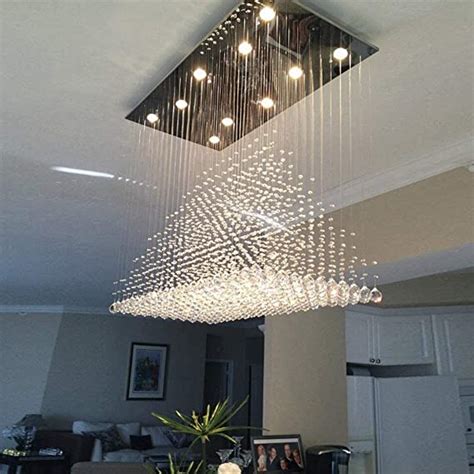 Moooni 10 Lights Modern Rectangular Raindrop Crystal Ceiling Lighting