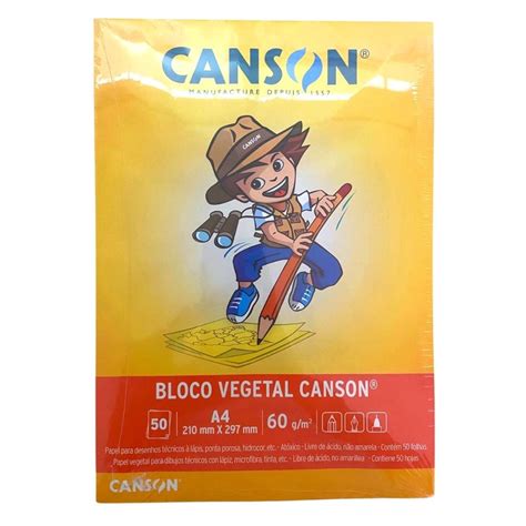 Bloco Vegetal Canson A4 210mm X 297mm 50 Folhas Canson