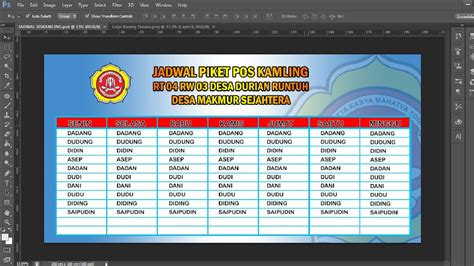 Desain Banner Jadwal Piket Pos Kamling Youtube