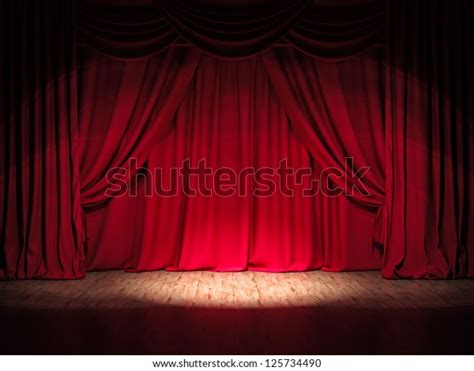 Theater Stage Red Curtains Show Spotlight Stock Illustration 125734490