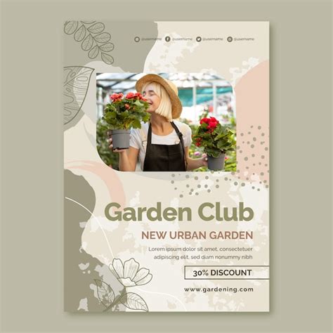 Free Vector Hand Drawn Texture Gardening Poster Template