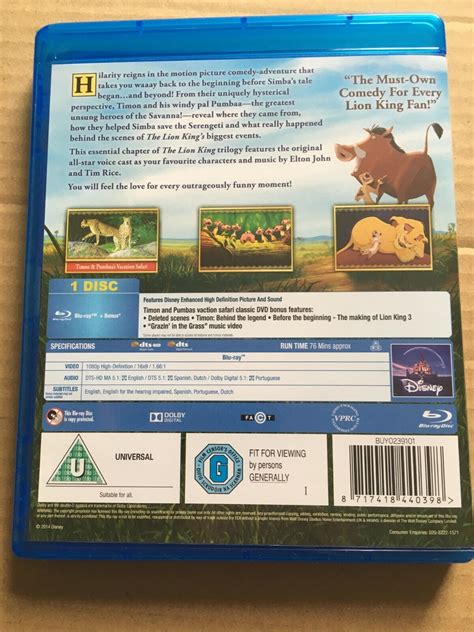 The Lion King 3 Hakuna Matata 2004 Disney Film Region Free Blu Ray