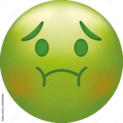 Holding back vomit emoji. Green emoticon face, disgust Stock Vector ...