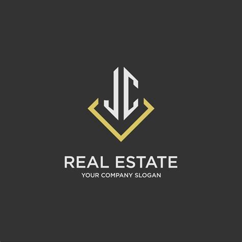 Jc Initial Monogram Logo For Real Estate With Polygon Style