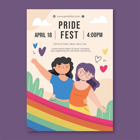 Free Vector Flat Lgbt Pride Month Vertical Poster Template