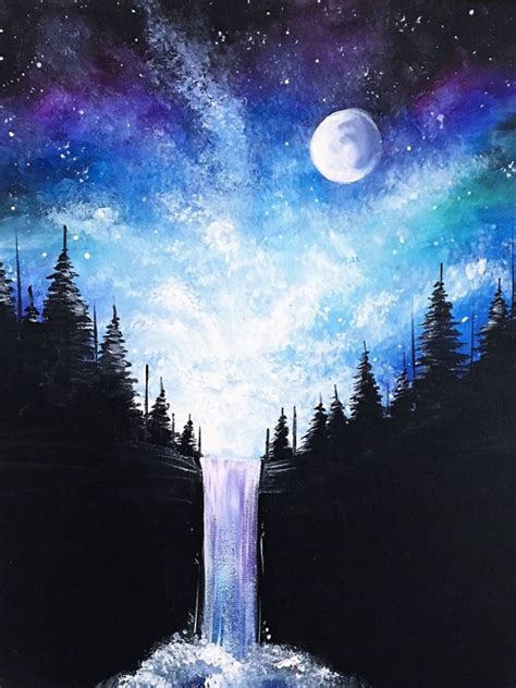 Galaxy Waterfall Paint And Sip Off Bottles Of Wine Lansing