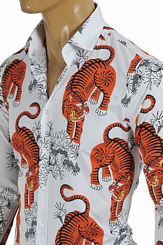 Mens Designer Clothes Gucci Mens Tiger Dress Shirt 370