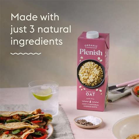 Plenish Organic Unsweetened Oat Milk 8 X 1 Litre