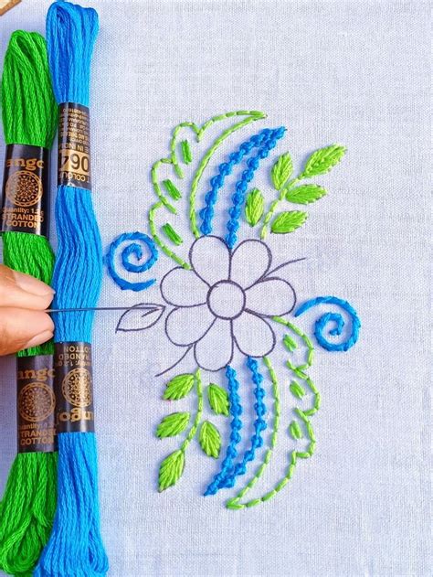 Basic Hand Embroidery Stitches Decorative Allover Flower Borderline