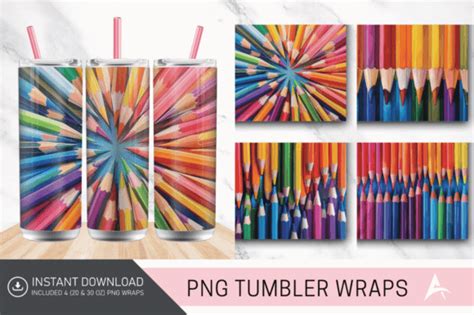 D Colored Pencils Tumbler Wrap Graphic By Allisonsuns Creative Fabrica