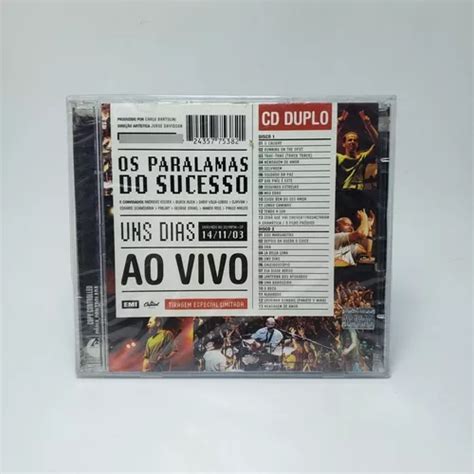 Cd Duplo Os Paralamas Do Sucesso Uns Dias Ao Vivo Parcelamento Sem