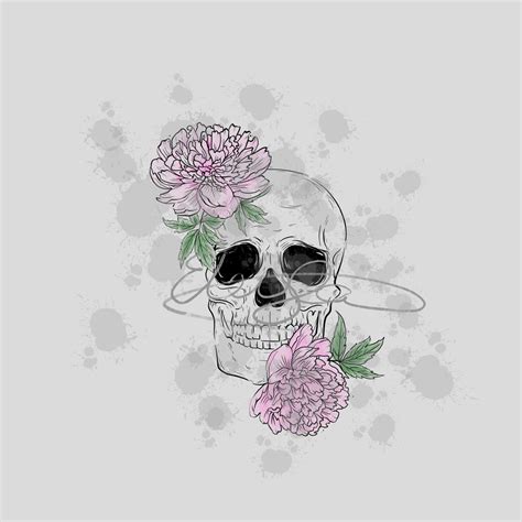 Flower Skull Svg Peonies Sugar Skull Sublimation Design Etsy