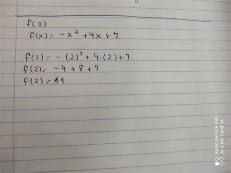 Calcule O Valor De F 2 Na Função F X X² 4x 7 E Marque Uma Das