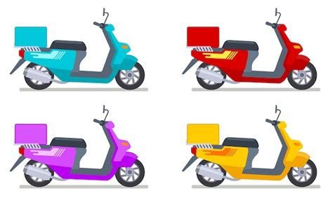 Free Vector Scooters In Six Different Colors Illustration