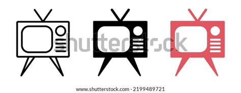 Retro Tv Set Black Icons Vector Stock Vector Royalty Free 2199489721