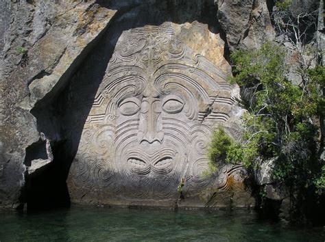 The Maori Rock Carvings At Mine Bay On Lake Taupo Are Over 10 Metres