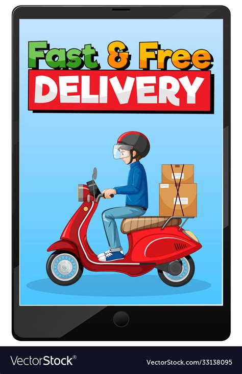 Fast And Free Delivery Logo With Bike Man Vector Image