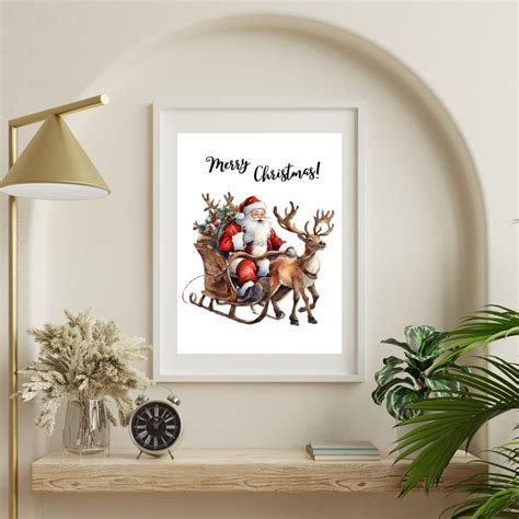 Santa Claus Wall Art Santa Reindeer Wall Decoration Pictures On Canvas