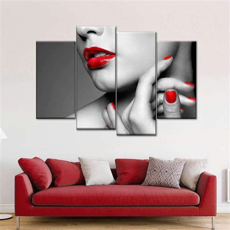 Red Nails Wall Art Elephantstock Red Living Room Decor Chic