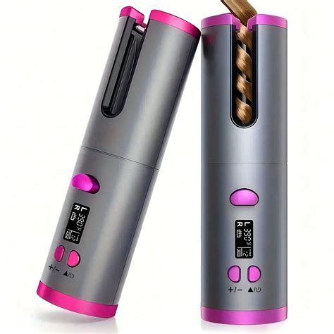 1 Set Automatic Hair Curler Cordless Portable Rotating Curling Wand Lcd Display Portable