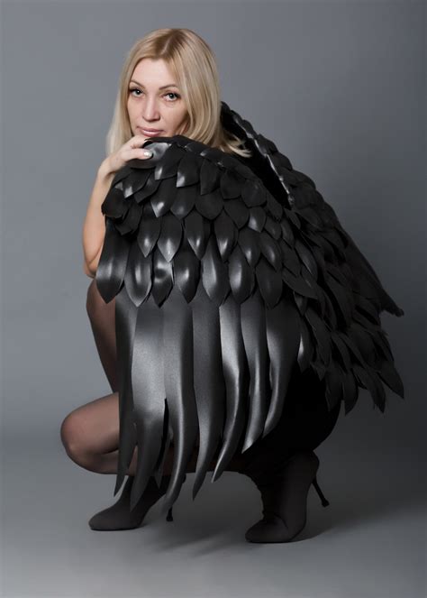 Black Angel Wings Costume Fallen Angel Wings Cosplay Photo Etsy