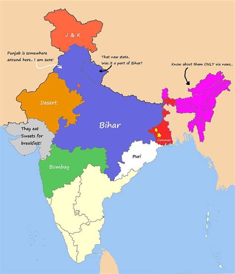 How South India sees North India : r/MapPorn