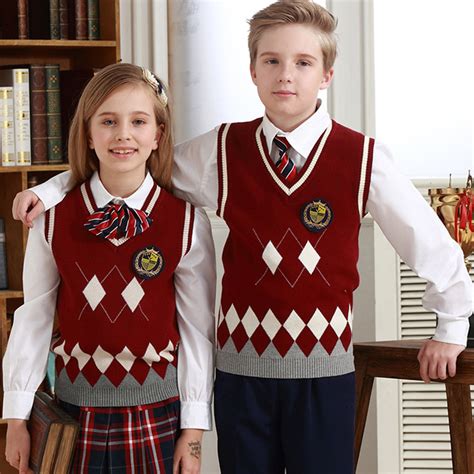 Flatting knitting custom school uniform pure cutton sweater vest senior ...