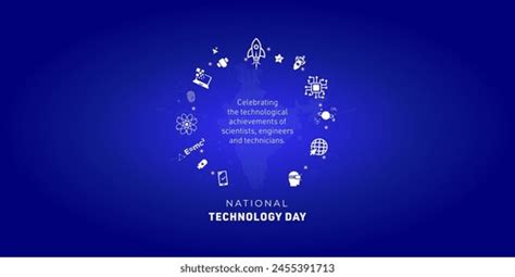 National Technology Day Concept Futuristic Green Stock Vector Royalty