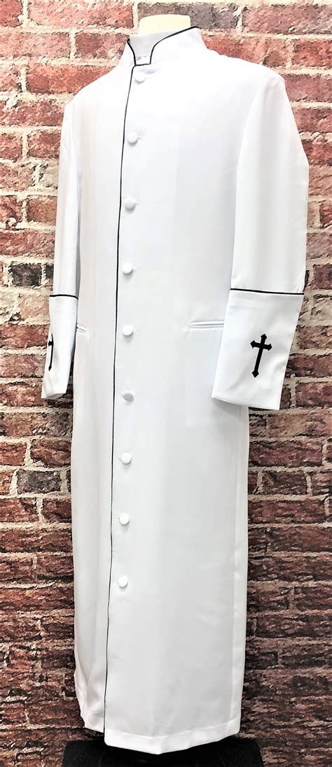 001 Clearance Mens Preacher Clergy Robe In White And Black Divinity