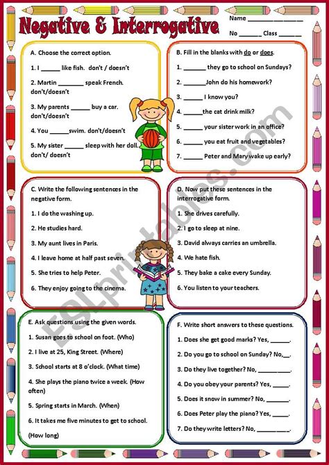 Present Simple Positive Negative And Interrogative Forms Esl Worksheet By Zmarques