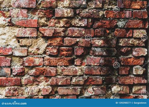 Old Bare Brick Wall With Red Bricks Close Up Stock Image Image Of