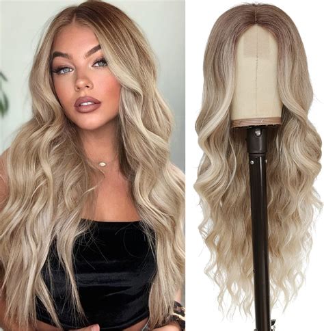 Amazon NAYOO Long Blonde Wavy Wig For Women 26 Inch Middle Part