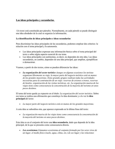 Las Ideas Principales Y Secundarias Pdf Descarga Gratuita