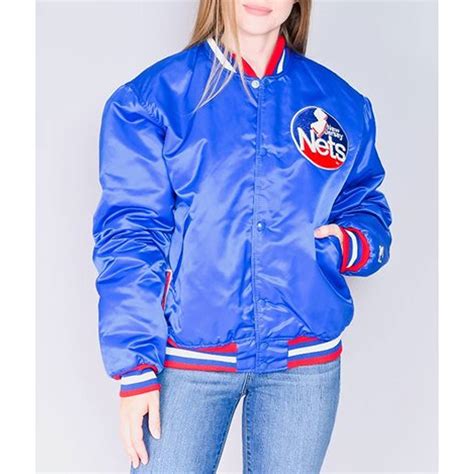 Satin NBA Full-Snap New Jersey Nets Royal Blue Jacket - Jackets Masters