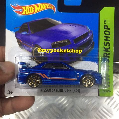 Hot Wheels NISSAN SKYLINE GT R R34 Metallic Blue 2014 Hotwheels Workshop Then And Now
