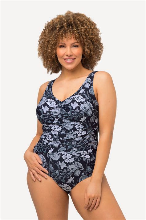 Ruched Floral One Piece Swimsuit Plus Sizes Ulla Popken