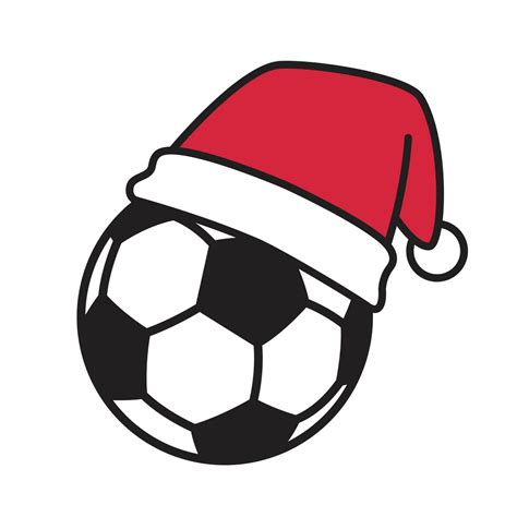 Soccer Ball Vector Football Christmas Hat Santa Claus Xmas Cartoon