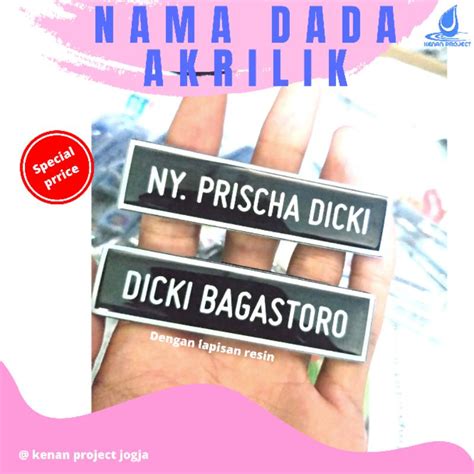 Jual Nama Dada Akrilik Lapis Resin Name Tag Akrilik Nama Dada