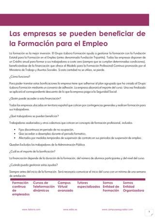 Catálogo de formación bonificada para empresas FUNDAE PDF