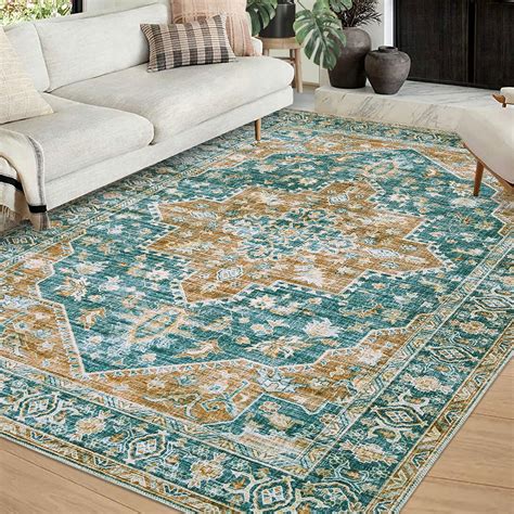 ZACOO 5' x 7' Area Rug Living Room Rug Vintage Medallion Distressed Rug