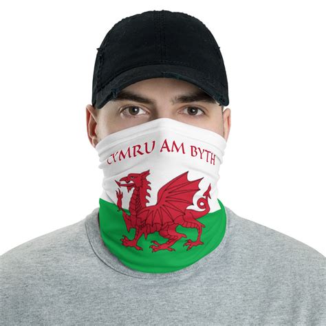 Cymru Am Byth Neck Gaiter Red Dragon Flag Of Wales Welsh Motto